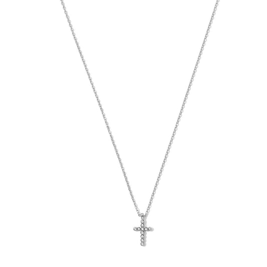 Delicate CZ Cross Pendant: Silver