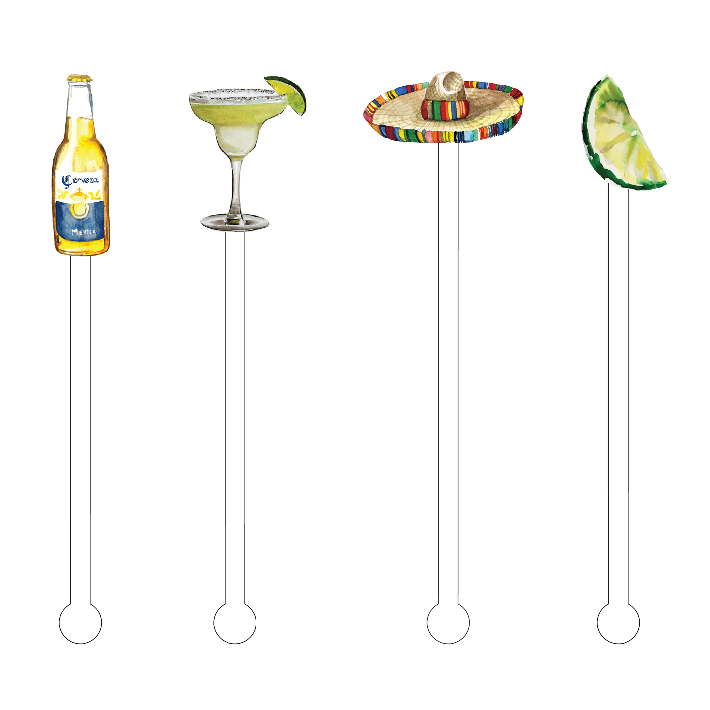 MARGARITAS IN MEXICO ACRYLIC STIR STICKS COMBO