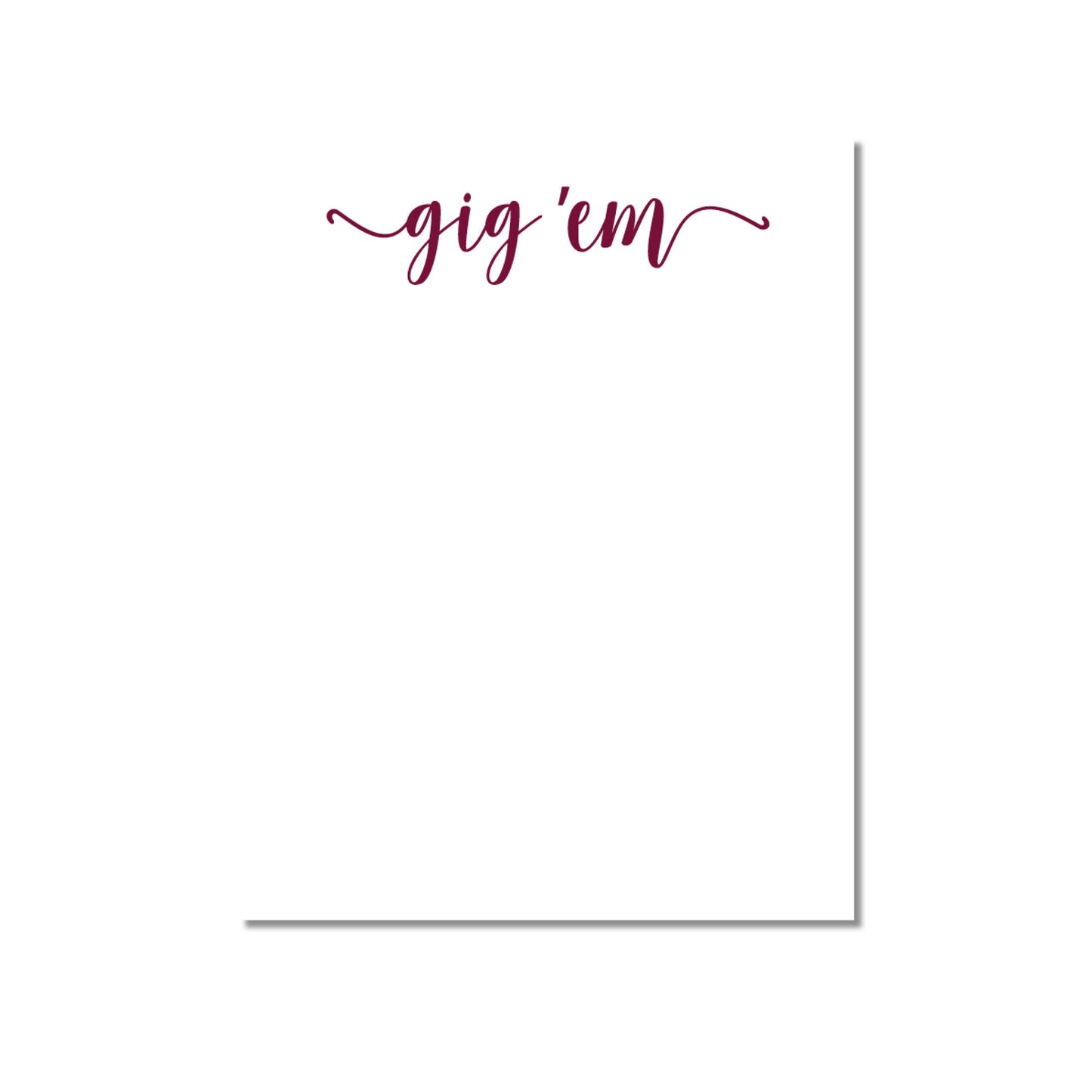 Collegiate Spirit Notepads: Gig Em - Texas A&M