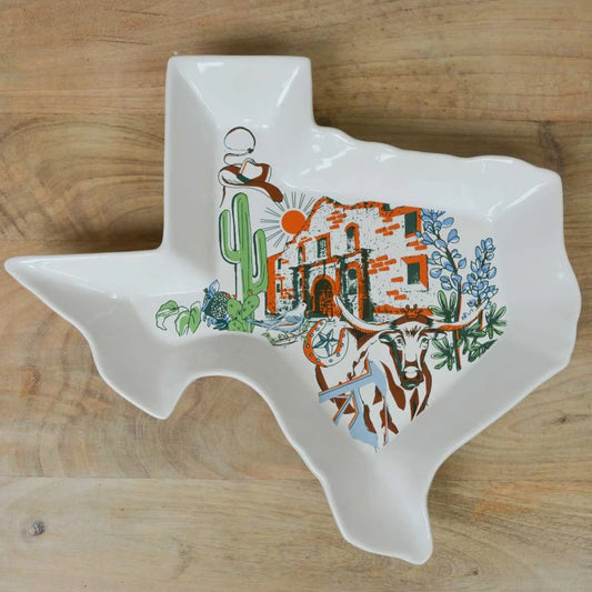 Texas Love State Shaped Platter  10"