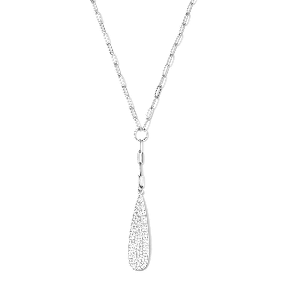 Pave Teardrop Y Necklace