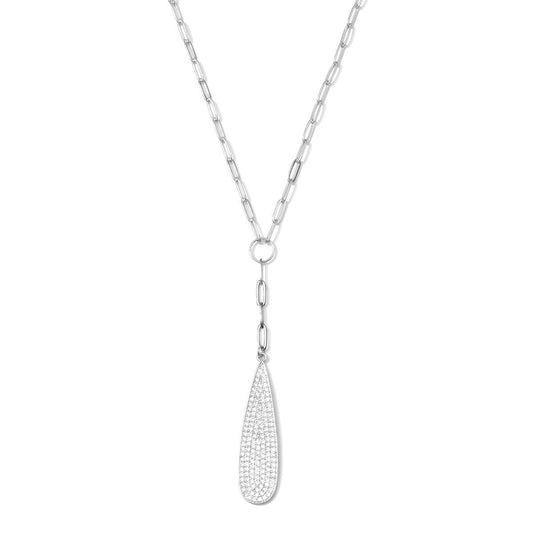 Pave Teardrop Y Necklace