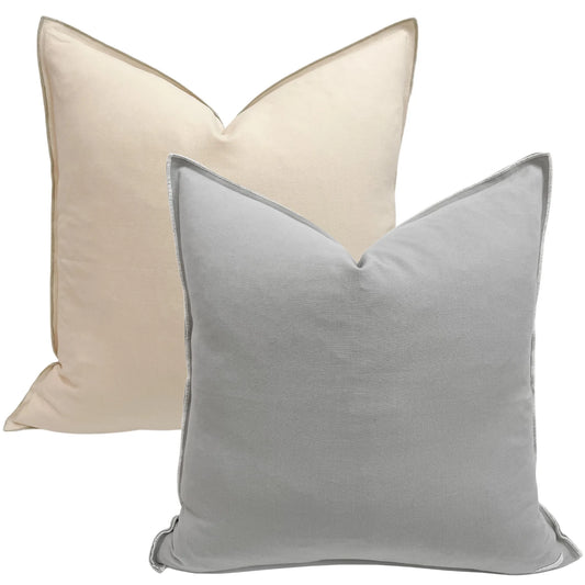 Two Toned Ecru and Gray 22X22 Pillow