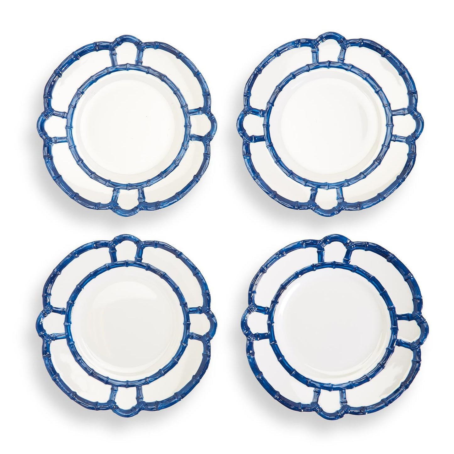 Blue Bamboo Set of 4 Dinner Plates