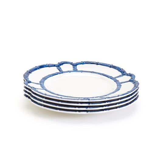 Blue Bamboo Set of 4 Dinner Plates