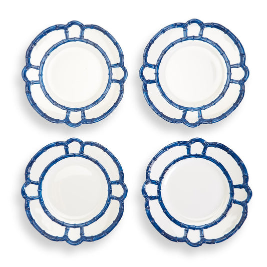 Blue Bamboo Set of 4 Dinner Plates