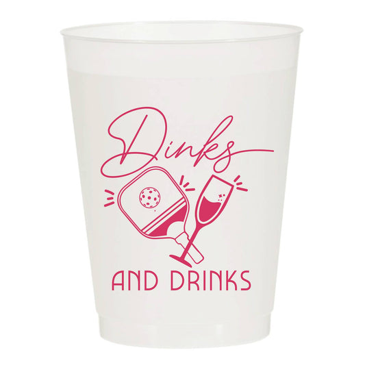 Dinks and Drinks Pink Racket Pickleball Frosted - Sports