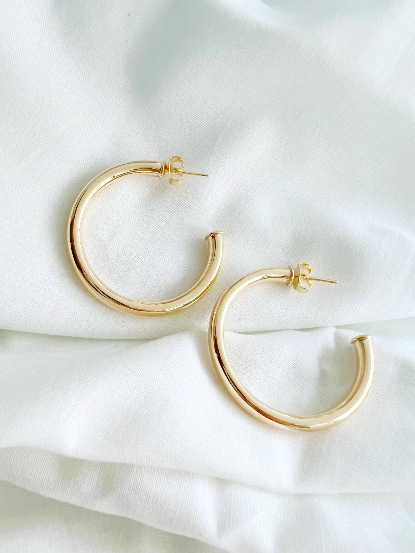 Luna Tube Hoops Earrings Gold Filled