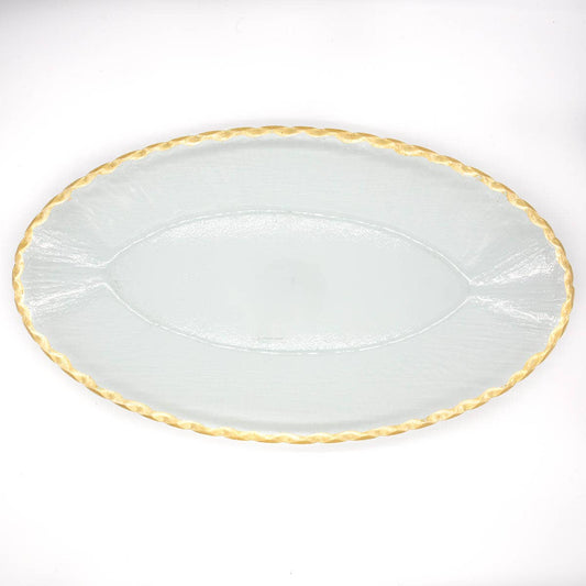 Cordova Oval Serving Tray   Clear/Gold   16.5x9.5