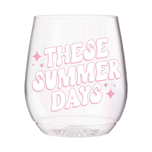 These Summer Days Retro 14oz Reusable Stemless Wine Tossware