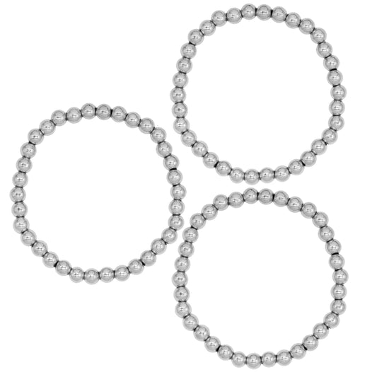 Beaded Bracelet Large- Silver