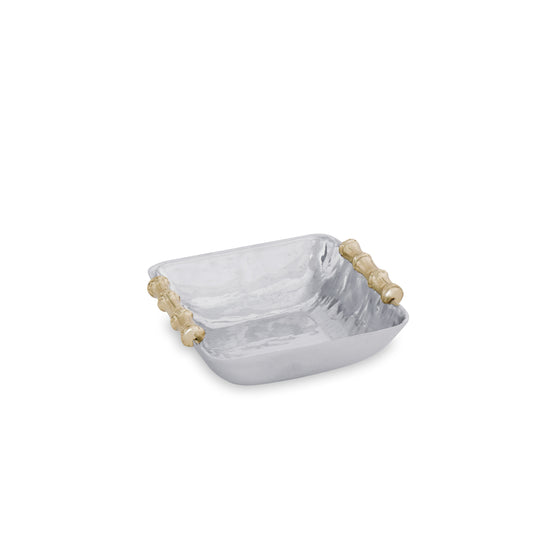 Garden Bamboo Square Bowl with Gold Handles- Small