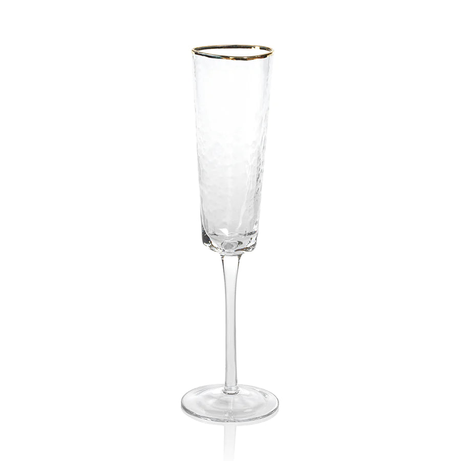 Aperitivo Triangular Champagne Glass with Gold Rim