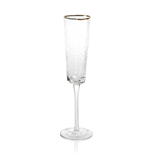 Aperitivo Triangular Champagne Glass with Gold Rim