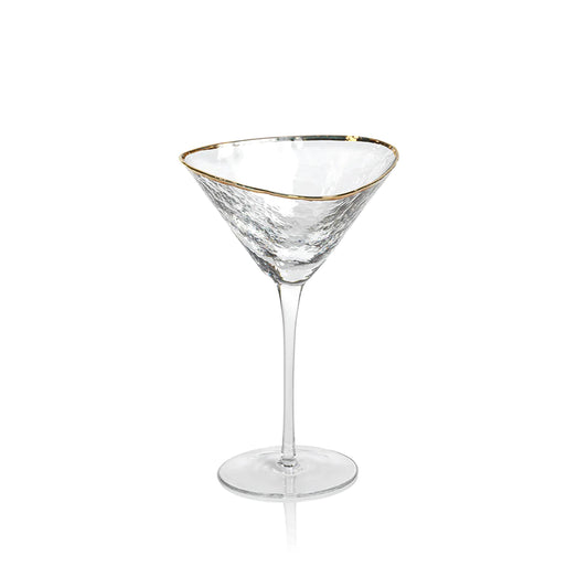 Aperitivo Triangular Martini Glass with Gold Rim