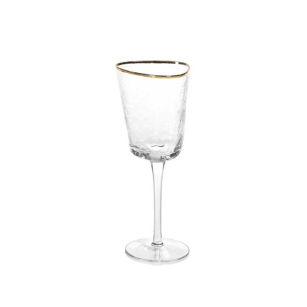 Aperitivo Triangular Wine Glass with Gold Rim