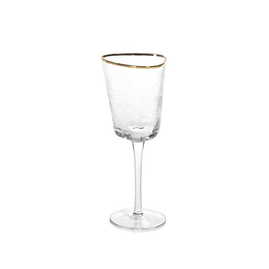 Aperitivo Triangular Wine Glass with Gold Rim