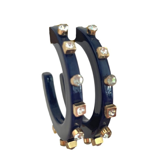 City Girl Jewel Hoop- Navy Blue