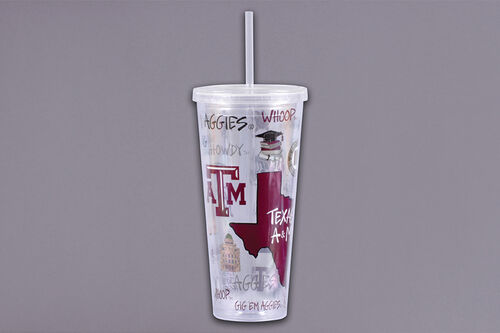 Texas A & M Tumbler with Straw