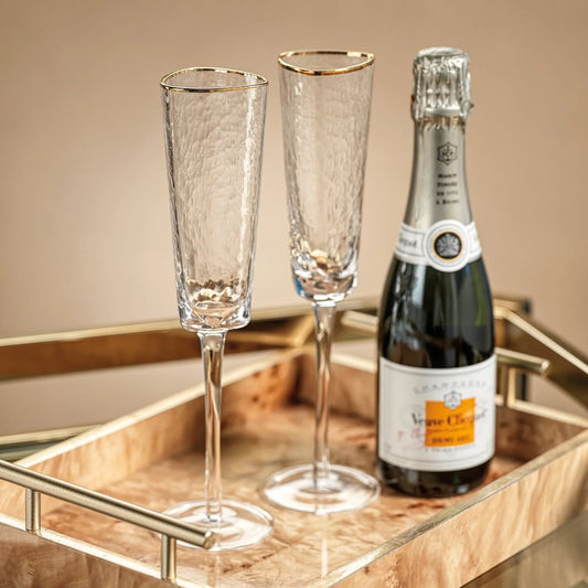 Aperitivo Triangular Champagne Glass with Gold Rim