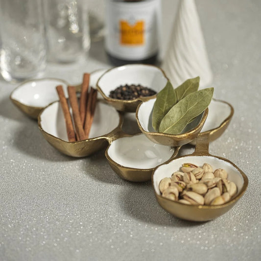 Cluster of Eight Serving Bowls -Gold and white