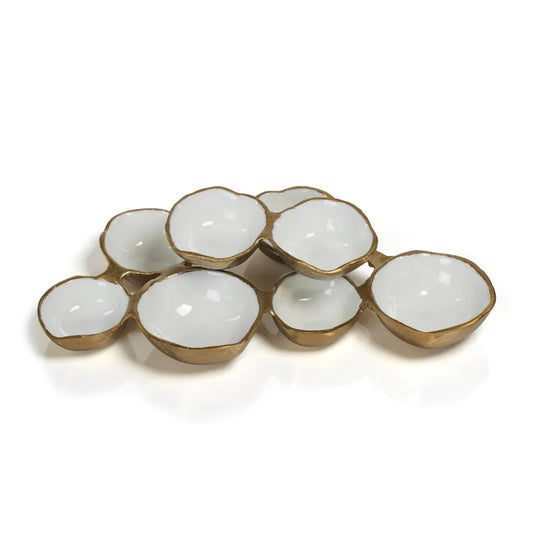 Cluster of Eight Serving Bowls -Gold and white