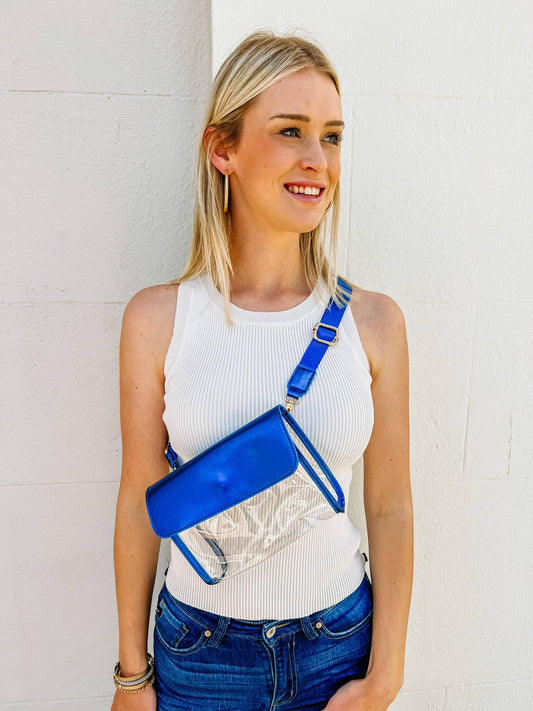 Tatum Convertible Clear Bag METALLIC ROYAL