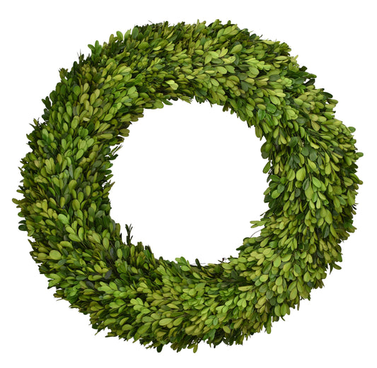 Preserved Boxwood Country Manor Wreath - Round - 20 Inch