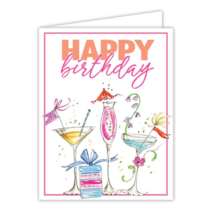 Happy Birthday Cocktails and Gift Greeting Card