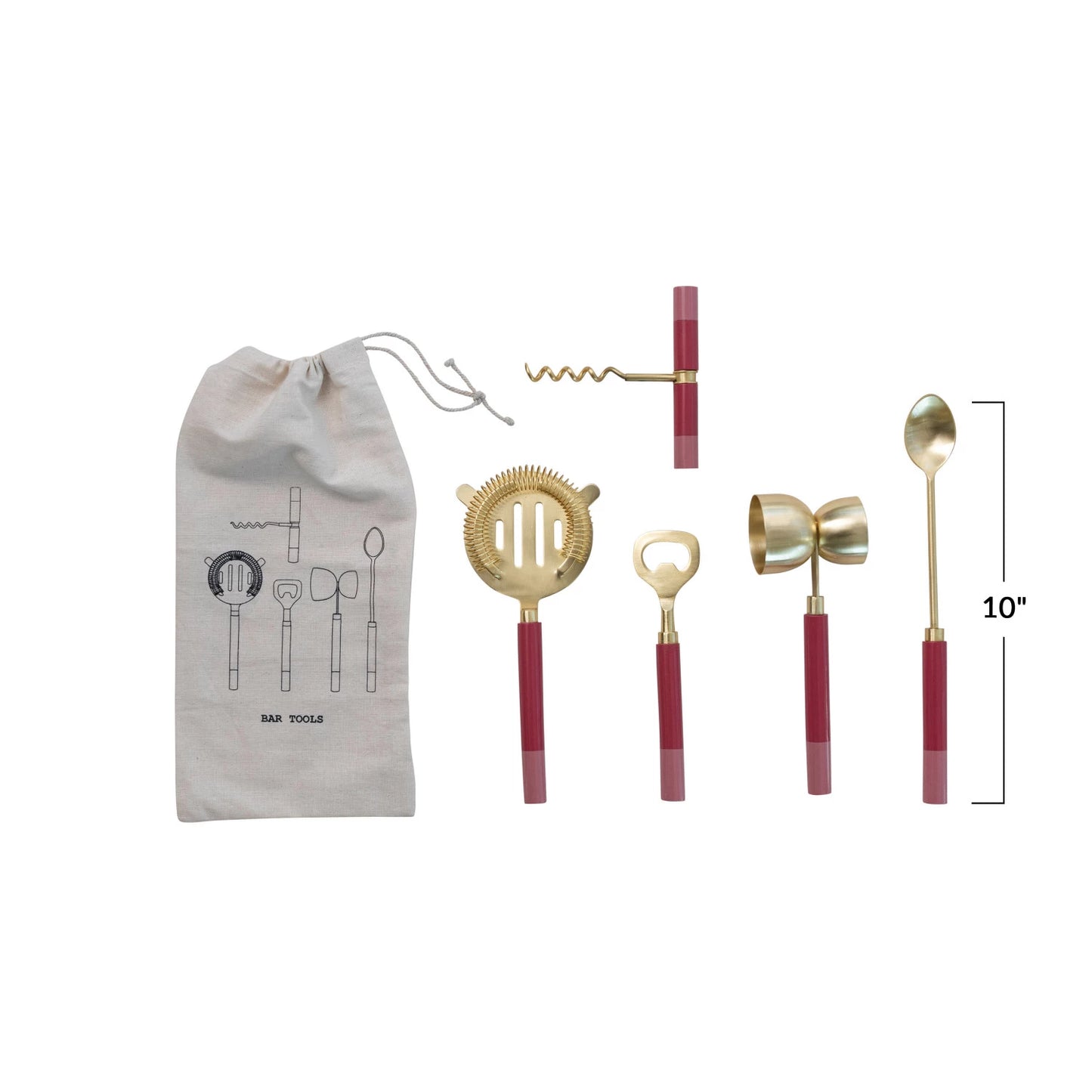 Pink and Brass Cocktail Tool Kit