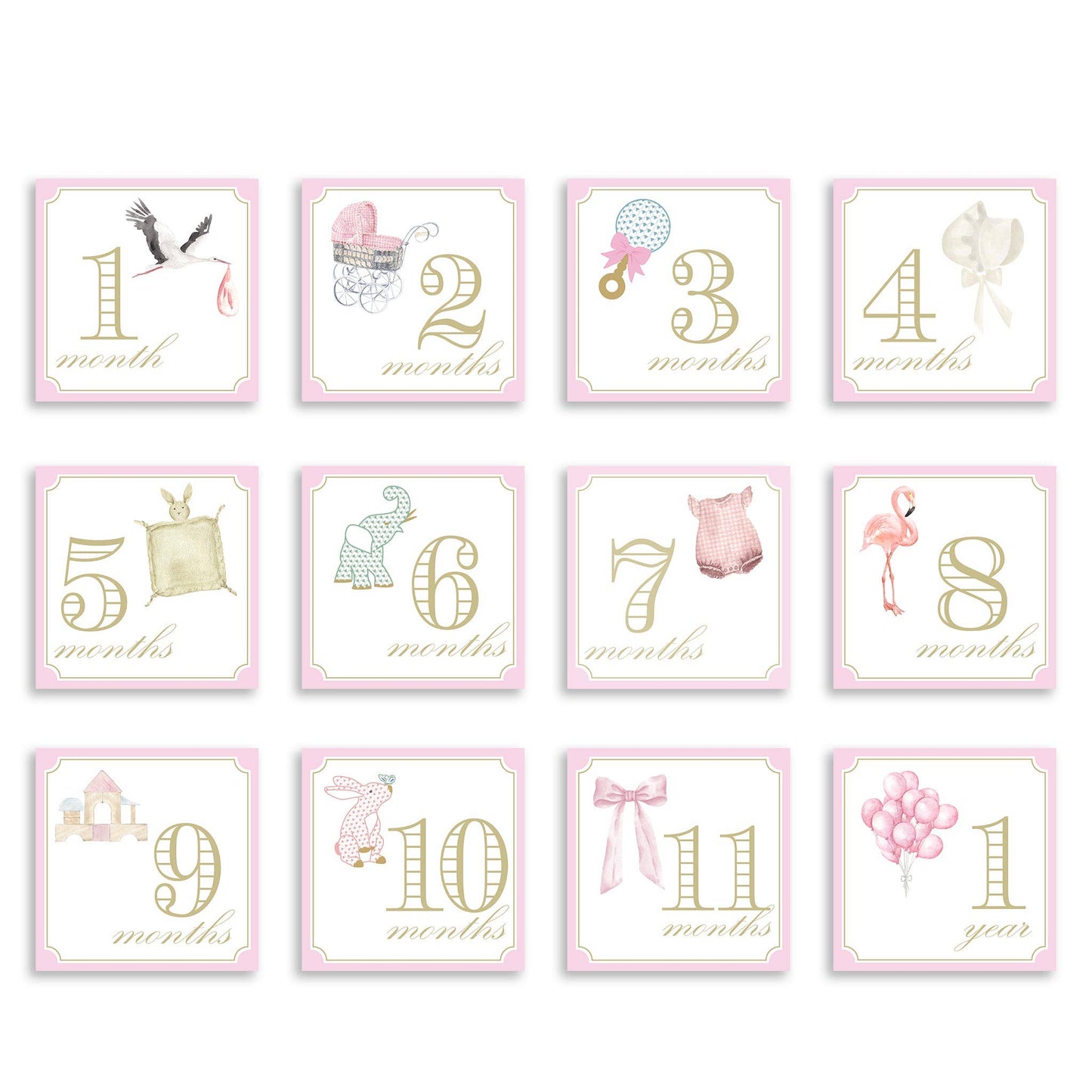 Baby Milestone Cards - Pink
