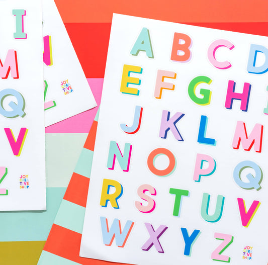 Vinyl Alphabet Sticker Sheet - Bright