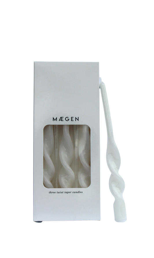 MĆGEN Twist Taper Candles - 3 Pack - Ice White