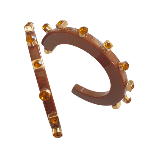 City Girl Jewel Hoop- Brown Gold, Large